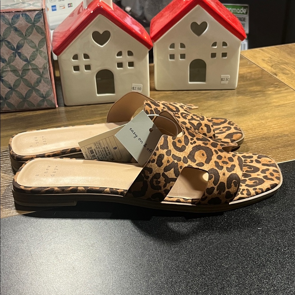 A New Day Brown Leopard Print Sandals - Picture 2 of 5